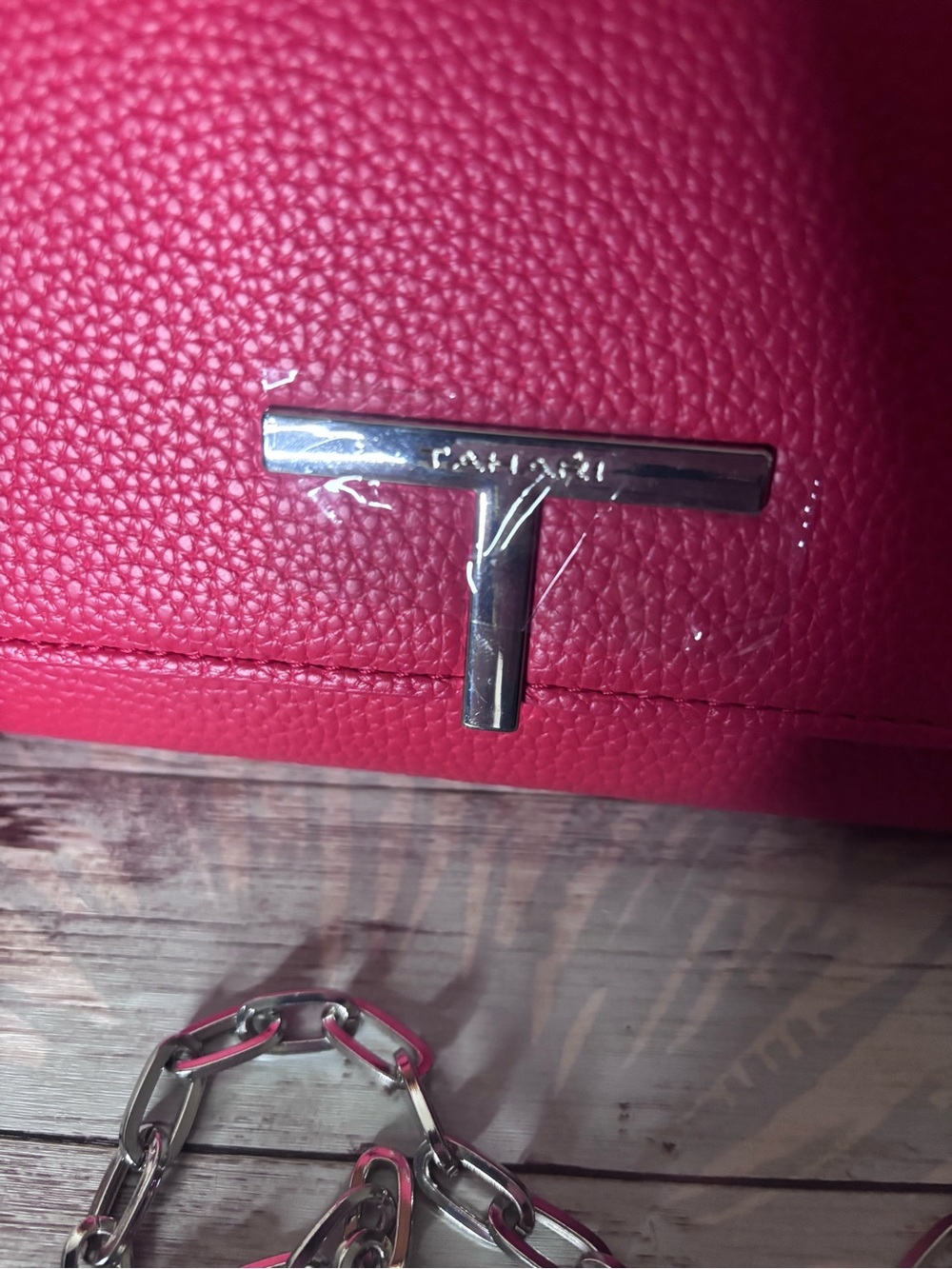 Tahari Wristlet Clutch with Silver Chain - Picture 2 of 8